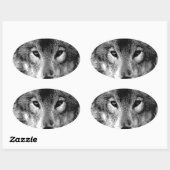 Sticker Ovale Oeil de loup noir et blanc (Feuille)