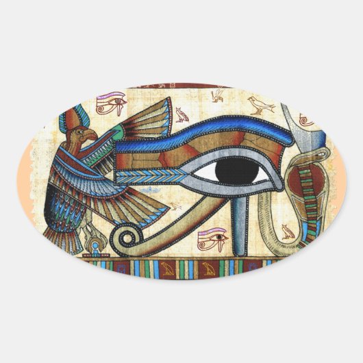 Sticker Ovale OEIL D'HORUS Mystical Egyptian Art Collection (Devant)