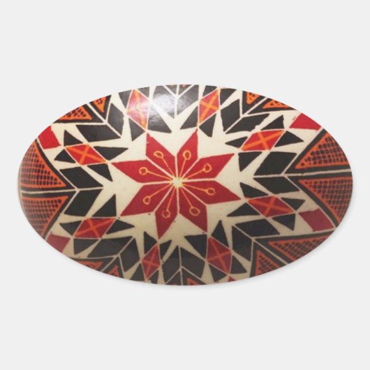 Sticker Ovale OEuf de Pâques ukrainien peint à la main (Devant)