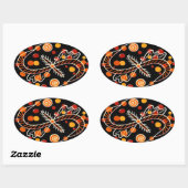 Sticker Ovale OEufs de Pâques ukrainiens pysanques (Feuille)