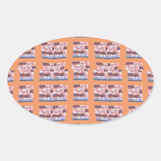 Sticker Ovale Œuvre d'art unique et élégante à motif de cœur pou (Devant)