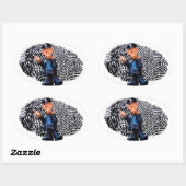 Sticker Ovale Officier de police (Feuille)
