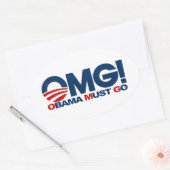 Sticker Ovale Oh mon Dieu ! Obama doit partir (Enveloppe)