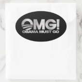Sticker Ovale Oh mon Dieu ! Obama doit partir (en argent) (Sac)