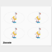 Sticker Ovale Oie blanche en snorkeling (Feuille)