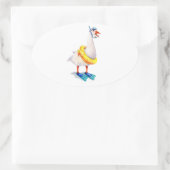 Sticker Ovale Oie blanche en snorkeling (Sac)