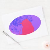 Sticker Ovale Oiseau rose (Enveloppe)