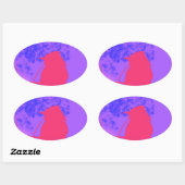 Sticker Ovale Oiseau rose (Feuille)