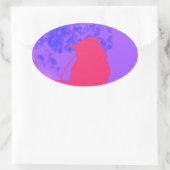 Sticker Ovale Oiseau rose (Sac)