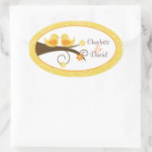 Sticker Ovale Oiseau tourbillonnant (jaune) épousant (Sac)