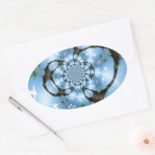 Sticker Ovale Oiseaux au Paradis Blanc et Bleu (Enveloppe)