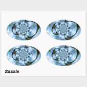 Sticker Ovale Oiseaux au Paradis Blanc et Bleu (Feuille)