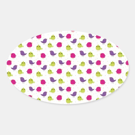 Sticker Ovale Oiseaux colorés mignons (Devant)