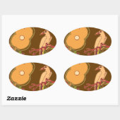 Sticker Ovale Oiseaux lunaires (Feuille)