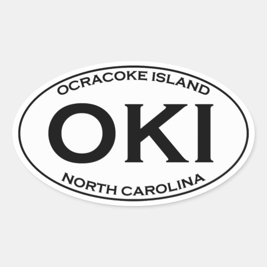 Sticker Ovale OKI - Logo ovale de l'île Ocracoke (Devant)