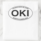 Sticker Ovale OKI - Logo ovale de l'île Ocracoke (Sac)