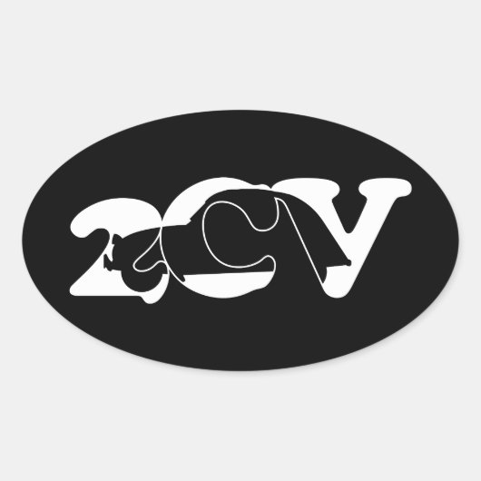 Sticker Ovale Oldtimer 2cv Ente Ombre blanche (Devant)