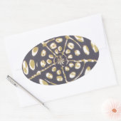 Sticker Ovale Olive Green Polka Point Radial Motif Art Imprimer (Enveloppe)