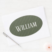 Sticker Ovale Olive Pinstripes (Enveloppe)