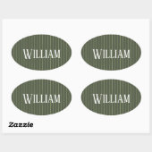 Sticker Ovale Olive Pinstripes (Feuille)