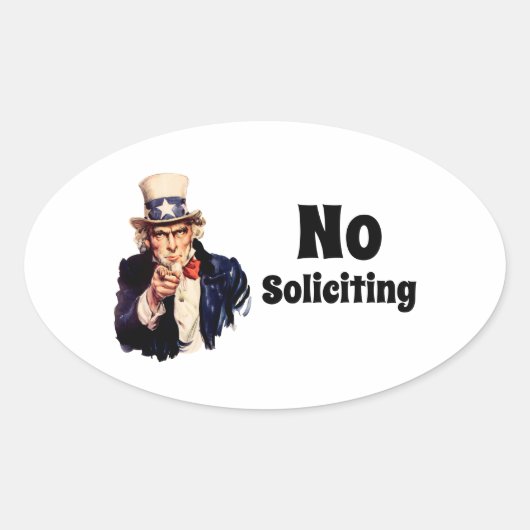 Sticker Ovale Oncle Sam dit pas de sollicitation (Devant)