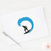 Sticker Ovale Onde surfeur (Enveloppe)