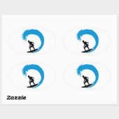 Sticker Ovale Onde surfeur (Feuille)