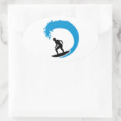 Sticker Ovale Onde surfeur (Sac)