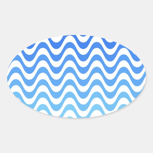 Sticker Ovale Ondes bleues dégradantes (Devant)