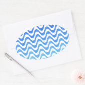 Sticker Ovale Ondes bleues dégradantes (Enveloppe)