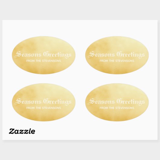 Sticker Ovale Or Joyeuses Fêtes (Feuille)