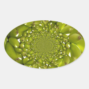 Sticker Ovale Or vert : banane tropicale Twist Kaleidoscope