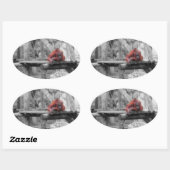 Sticker Ovale Orang-outan de mère et de bébé (Feuille)