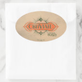 Sticker Ovale Orange Art Déco Obliviate Spell Graphisme (Sac)