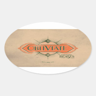 Sticker Ovale Orange Art Déco Obliviate Spell Graphisme