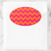 Sticker Ovale Orange et rose en zigzag (Sac)