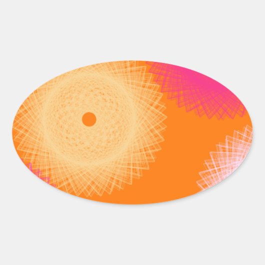 Sticker Ovale orange et rose pop couleur (Devant)