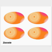 Sticker Ovale orange et rose pop couleur (Feuille)