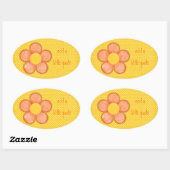 Sticker Ovale Orange Pétales Fleur Oval (Feuille)
