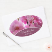 Sticker Ovale Orchidées roses fleurs (Enveloppe)