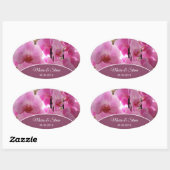 Sticker Ovale Orchidées roses fleurs (Feuille)