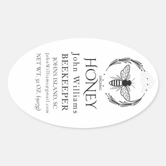 Sticker Ovale Organic honey bee queen (Devant)