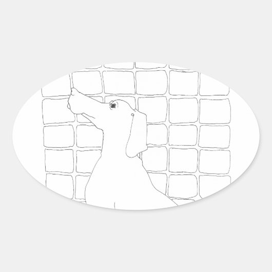 Sticker Ovale Original Chien Dessin Chien chinois Année 2018 Bât (Devant)