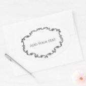 Sticker Ovale Ornat Vintage Ajouter votre texte (Enveloppe)