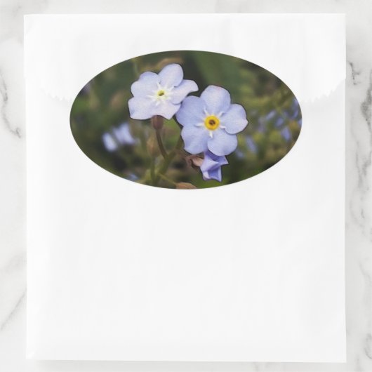 Sticker Ovale Oublie-moi pas les fleurs (Sac)