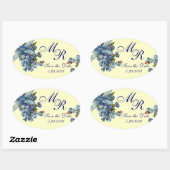 Sticker Ovale OUBLIEZ-MOI NOTES MONOGRAM, MARIAGE PARTY crème bl (Feuille)