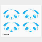 Sticker Ovale Ours bleu Kawaii Panda (Feuille)