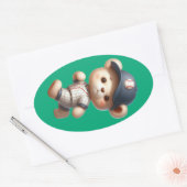 Sticker Ovale Ours de baseball 1 (Enveloppe)