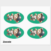 Sticker Ovale Ours de baseball 1 (Feuille)