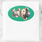 Sticker Ovale Ours de baseball 1 (Sac)